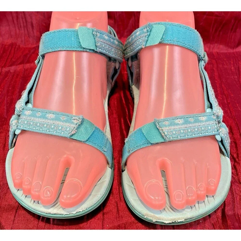 Girls Teva Carolina Blue Slingback Surf Beach Sandals Shoes sz 5